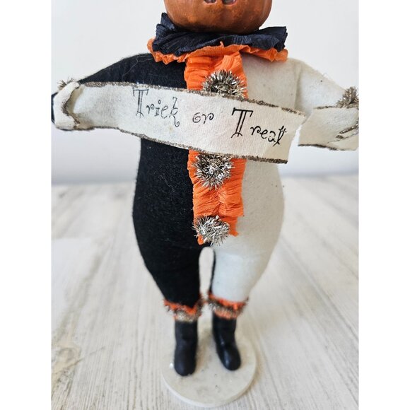 Bethany lowe pumpkin witch trick or treat statue RARE figurine plush shabby chic - Picture 2 of 9